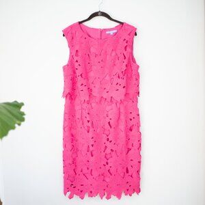 Hot Pink Lace Sheath Dress Antonio Armani Cora Size 14 Cocktail Wedding Guest